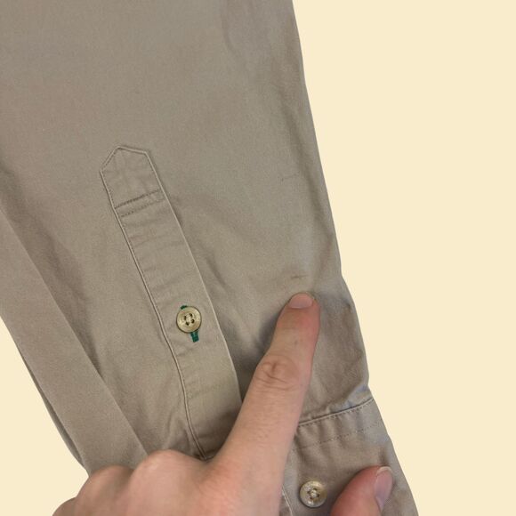 1990s XL Tommy Hilfiger shirt, vintage beige mens button down top - Picture 6 of 8